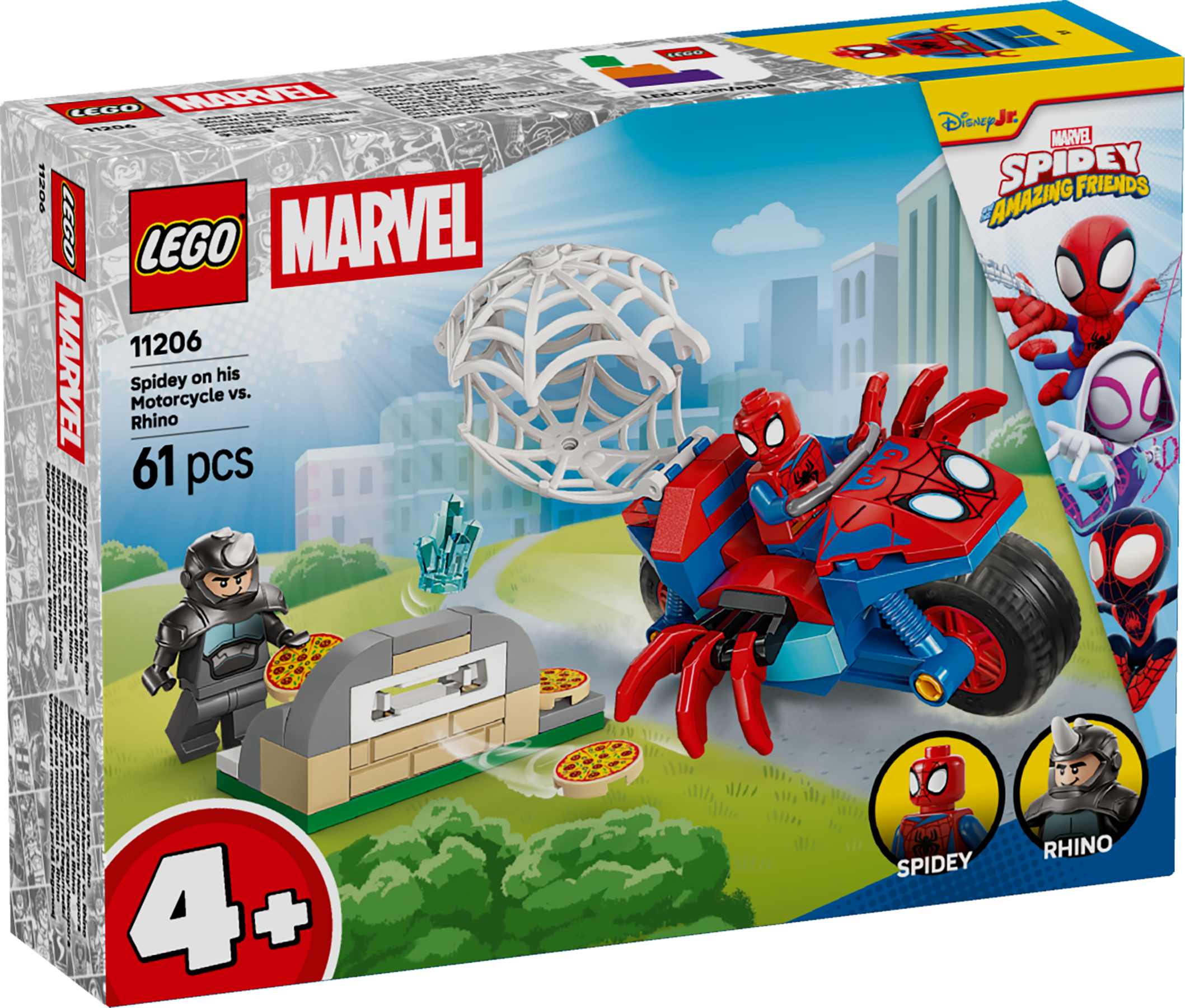 Spidey op zijn motor vs. Rhino