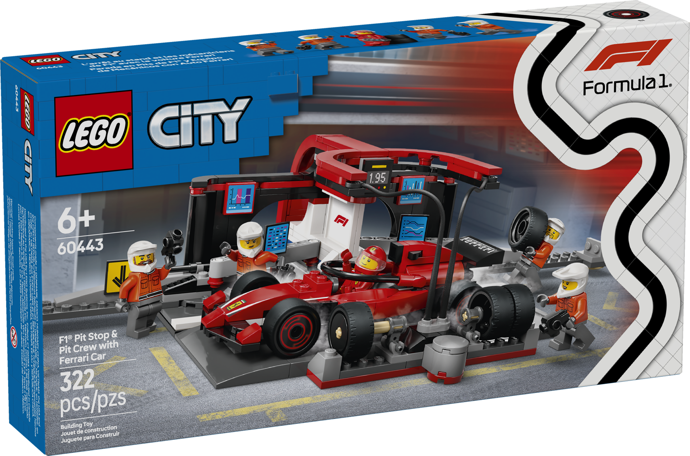 F1® pitstop en pitcrew met Ferrari auto